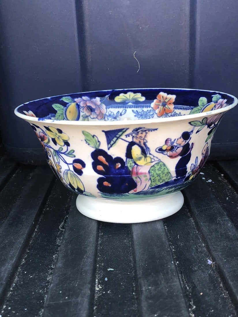 Flow Blue Polychrome Waste Bowl (1 of 6)