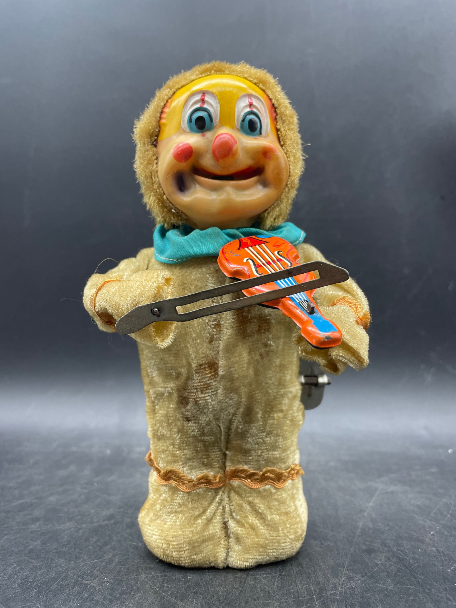 Rare TIN Wind-up Clown Toy Playing Violin Made In Japan (1 of 7)