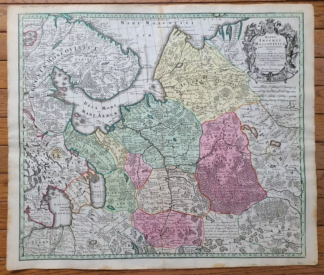 1740 RUSSIA antique MAP 21 x 25" Matthaeus Seutter Mappae Imperii Moscovitici (1 of 6)