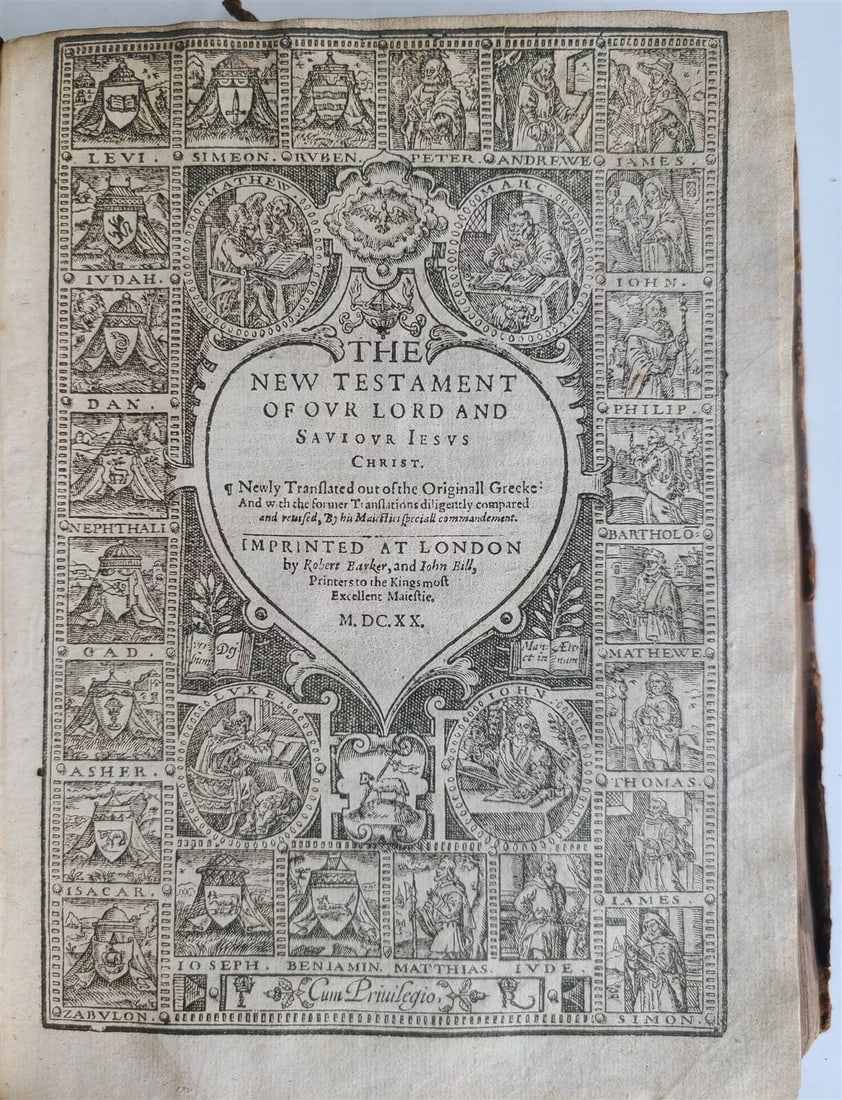 1619-1620 BIBLE in ENGLISH by B.Norton,J.Bill,Robert Barker antique ILLUSTRATED: The Holy Bible, Containing the Old Testament and the New: Newly Translated out of the Originall Tongue And with the former Translations diligently compared and revised. London: Bonham Norton and John