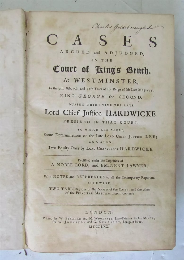 1770 CASES ARGUED & ADJUDGED in COURT of KINGS BENCH at WESTMINSTER antique (1 of 5)