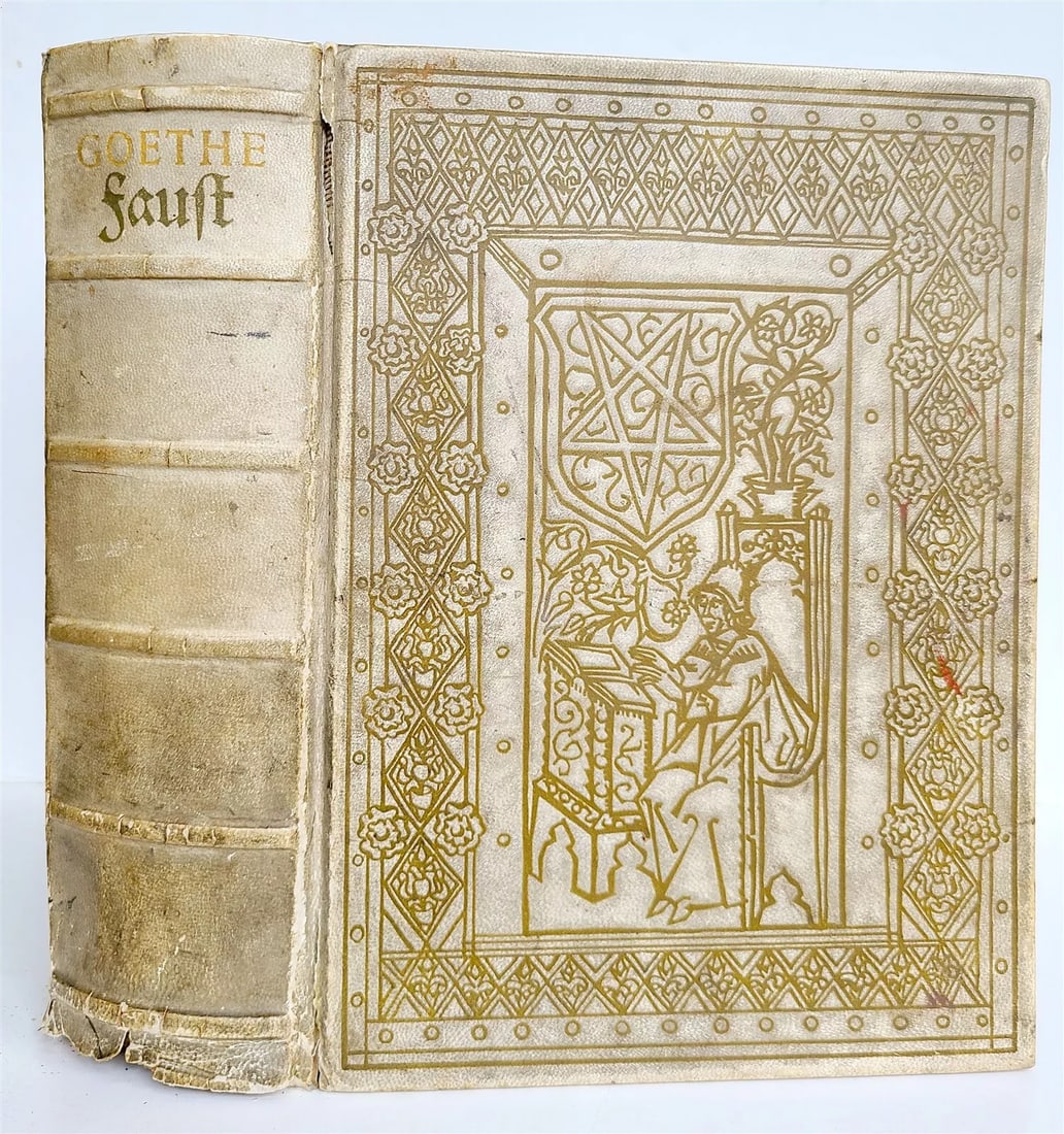 1924 GOETHE FAUST illustrated DECORATIVE VELLUM BINDING antique LTD EDITION (1 of 18)