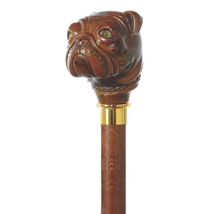 36" Antique Style Bulldog Dog Head Walking Stick Cane (1 of 1)