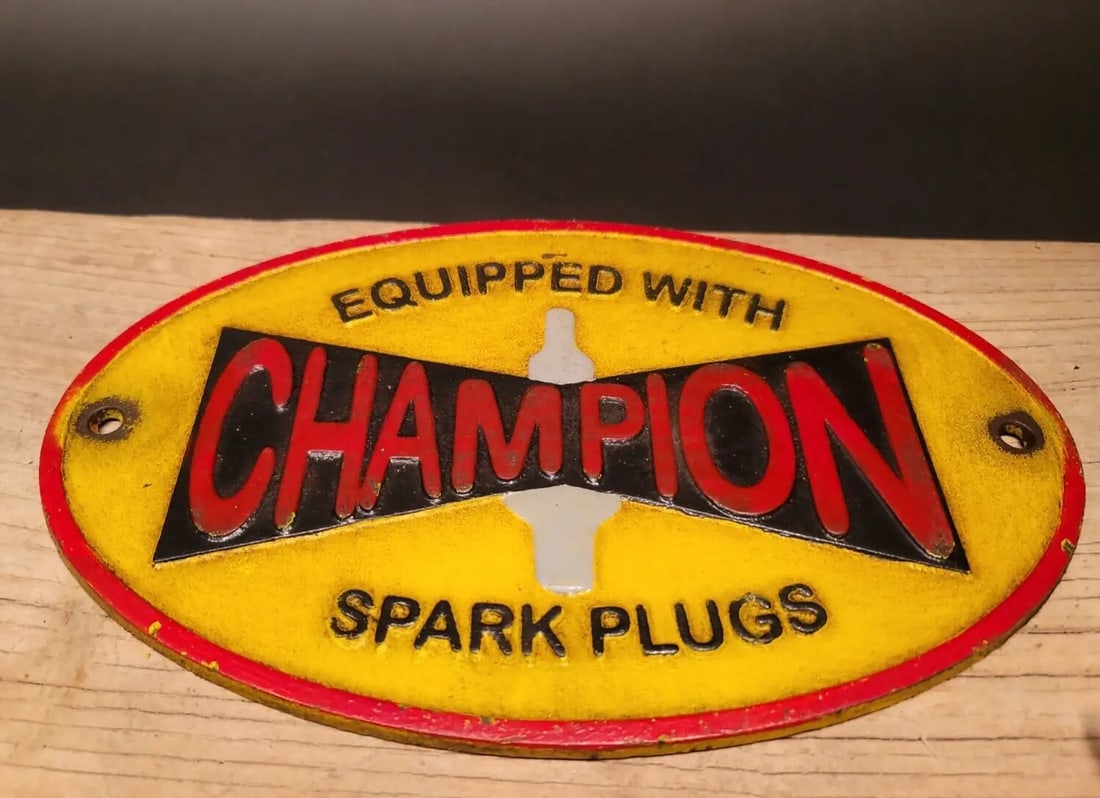 Cast Iron Oval Spark Plug Sign Plaque (1 of 13)
