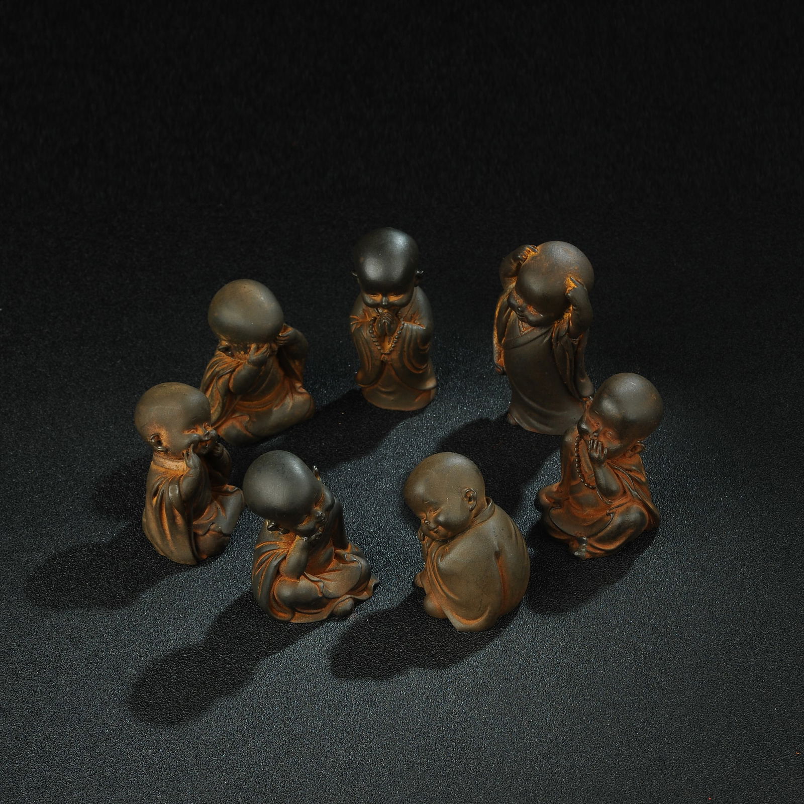 Seven Japanese Cast Iron Small Buddha Sculptures (1 of 10)