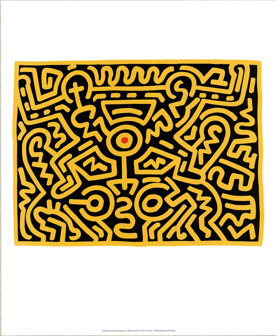 Keith Haring - Untitled (From the Growing Series) - 2008 Offset Lithograph 23" x 19": Artist: Keith Haring Title: Untitled (From the Growing Series) Description: "Untitled (From the Growing Series)" by Keith Haring, 2008 Unsigned Offset Lithograph. Paper size is 23 x 19 inches, with an