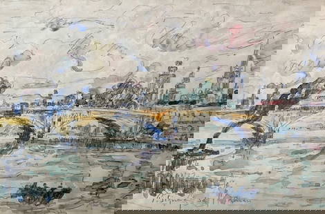 PAUL SIGNAC "ROUEN" ORIGINAL WATER COLOR AND GOUACHE PAINTING, SIGNED, 1932, 17 1/2 X 11 1/2, GOOD: PAUL SIGNAC "ROUEN" ORIGINAL WATER COLOR AND GOUACHE PAINTING, SIGNED, 1932, 17 1/2 X 11 1/2, GOOD CONDITION, WITH PROVENANCE AND LETTER FROM CHRISTIES Reserve: $7,000.00 Shipping: Domestic: Flat-rate