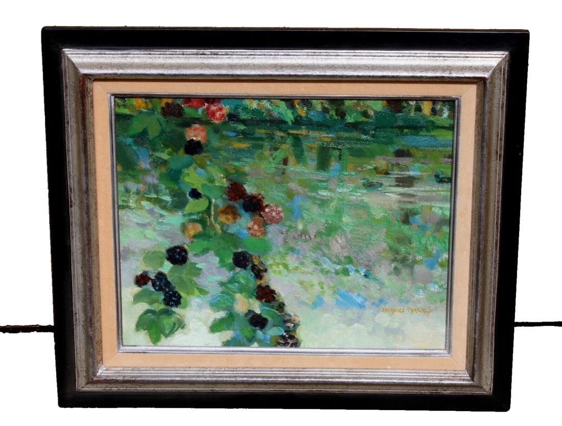 JACQUES PETIT French Impressionist oil painting WATERLILLIES (1 of 5)