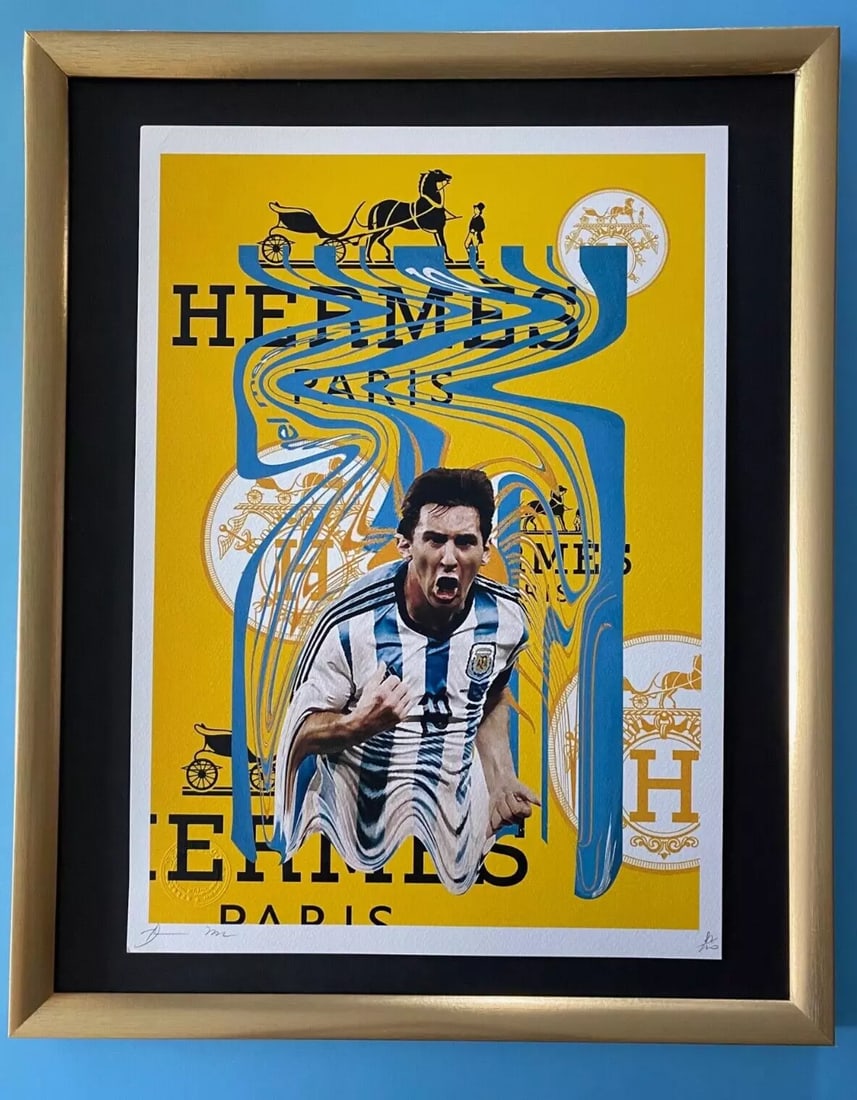 DEATH NYC Signed LARGE Print Framed RARE Lionel Messi Graffiti Pop Art + COA (1 of 6)