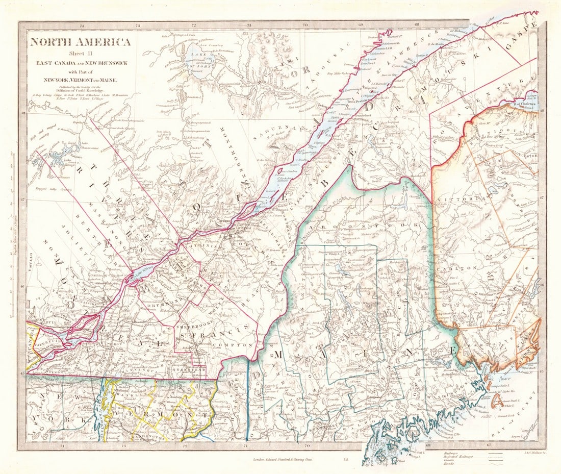 North America Sheet II East Canada and New Brunswick With Part of New York, Vermont and Maine (1 of 1)
