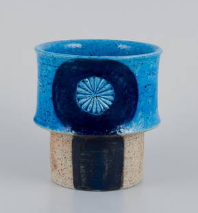 Inger Persson for R&#246;rstrand Atelje, Sweden. Ceramic vase with blue-toned glaze.: Inger Persson for R&#246;rstrand Atelje, Sweden. Ceramic vase with blue-toned glaze. Circa 1970. Marked. In perfect condition. Dimensions: Height 11.5 cm x Diameter 10.7 cm. Reserve: $168.00 Shipping: