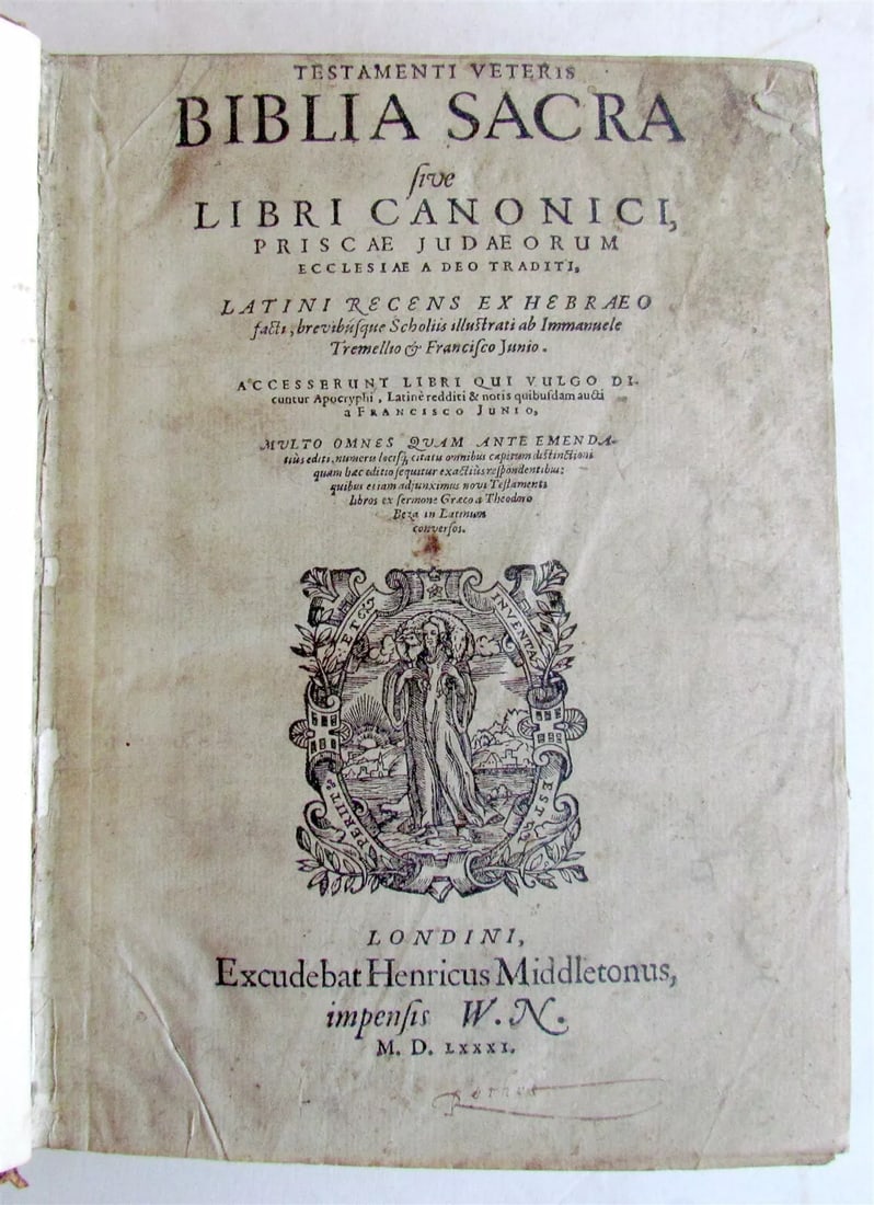 1581 BIBLE in LATIN PRINTED in ENGLAND antique 16th century BIBLIA LATINA RARE (1 of 12)