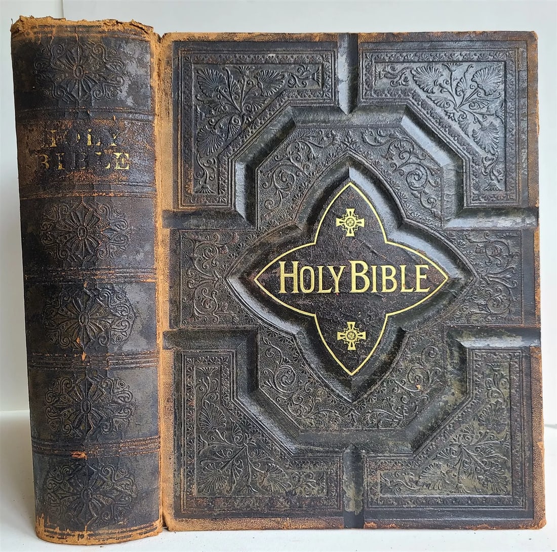 1890s BIBLE in ENGLISH ANTIQUE VICTORIAN FOLIO GUSTAVE DORE ILLUSTRATED (1 of 14)