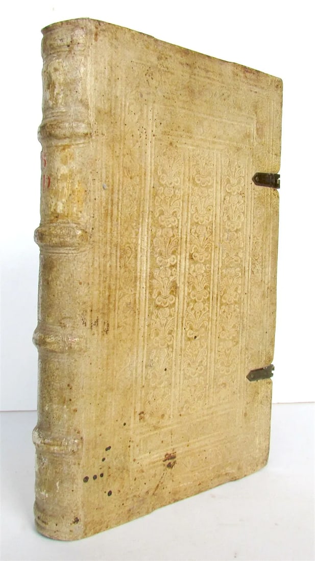 1611 Anti-Calvinist polemic by MARTINUS BECANUS antique PIGSKIN BOUND w/ CLASPS: Tractatus de deo et attributis divinis, in quo catholicorum... by R.P. Martino Becano Mainz, Albinus; 1611 Anti-Calvinist polemic 8 lvs, 349 pages. First edition Blind tooled pigskin over wooden board