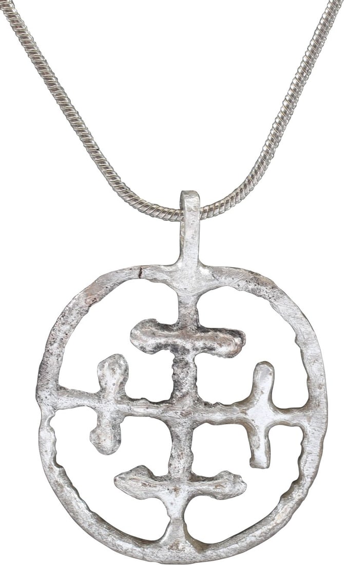 RARE CRUSADER'S CROSS PENDANT NECKLACE, 11th-13th CENTURY (1 of 4)