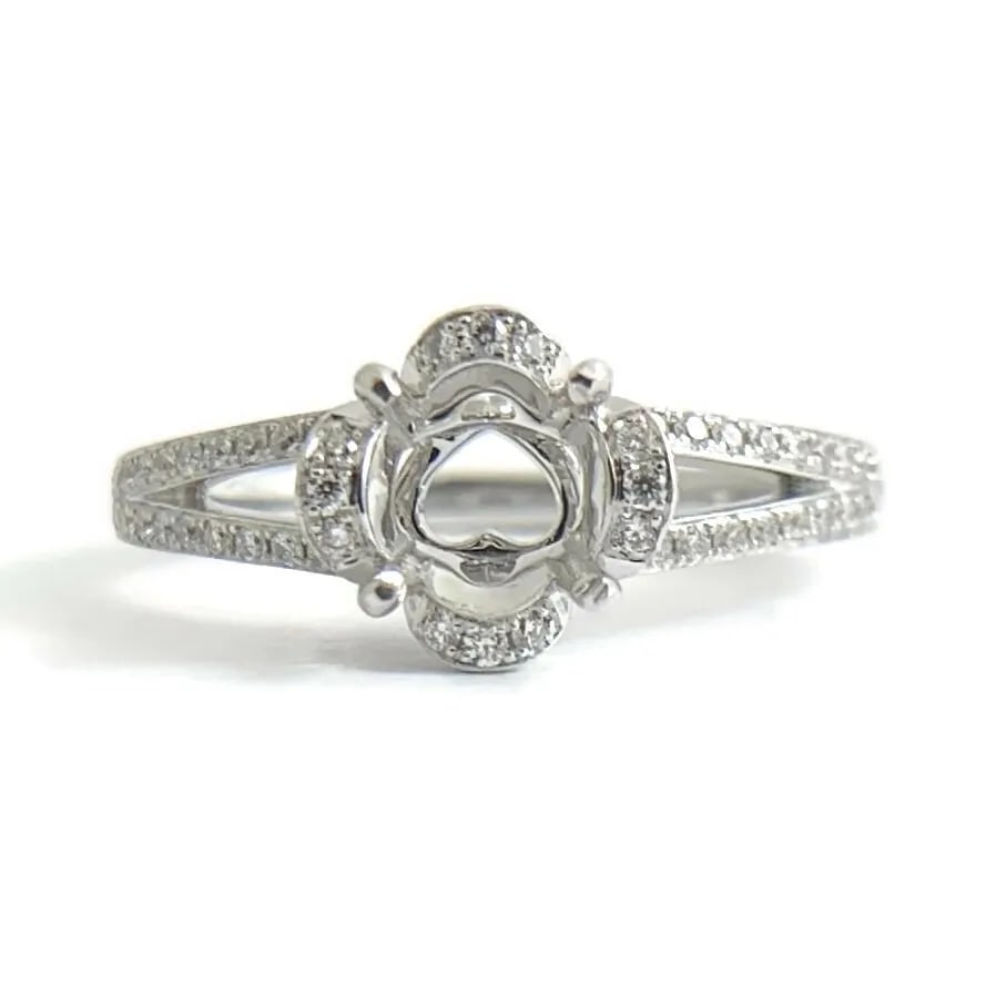 Diamond Split Shank Engagement Ring Setting Mounting 18K White Gold, .23 CTW (1 of 12)