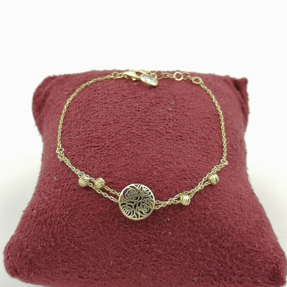 14k 585 Gold ladies Bracelet with Charm and Dorica Beads: Title: 14k 585 Gold ladies Bracelet with Charm and Dorica Beads Description: 14k 585 Gold ladies Bracelet with Charm and Dorica Beads Weight:2.53g Size:7.08 in(18cm) With Gift Box Express Shipping.Car