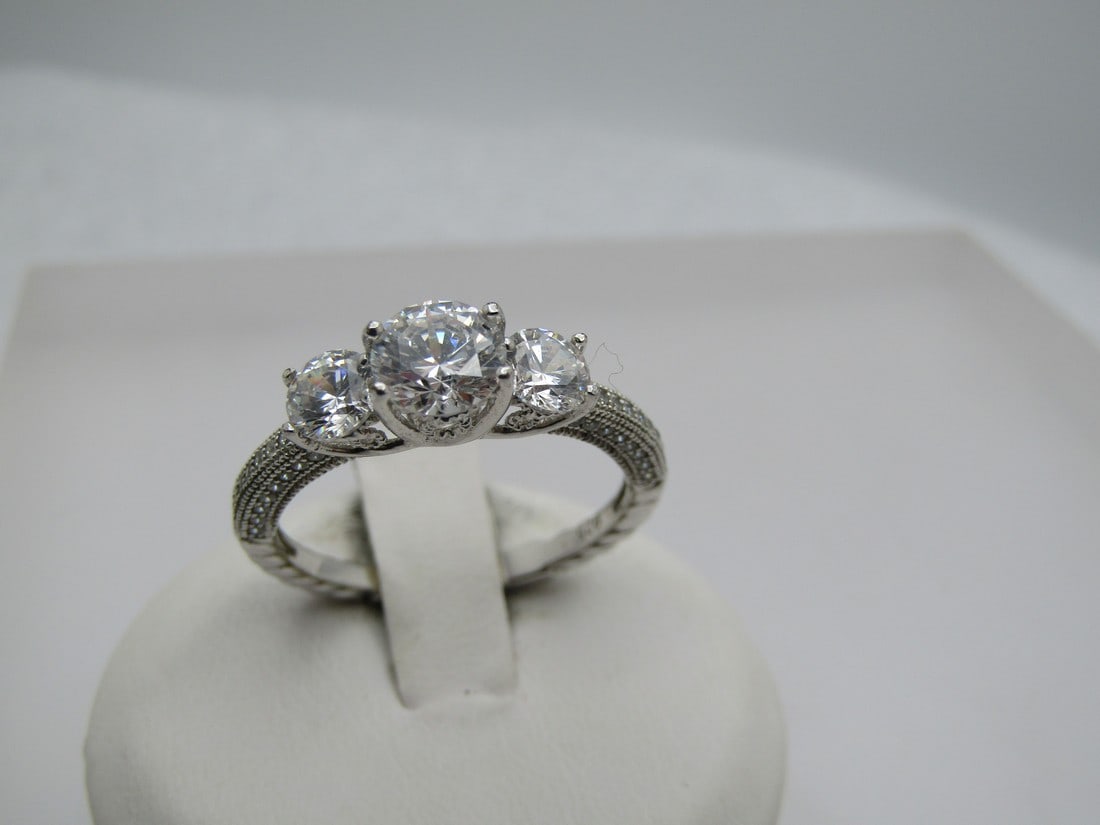 Sterling CZ Engagement Ring, Sz. 9.5. Tiered (1 of 8)