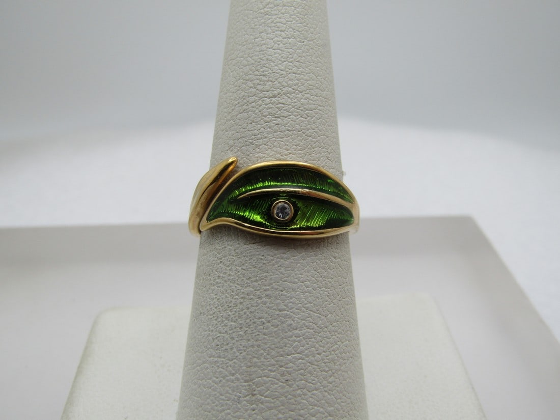 Vintage Enamed Floral Stem Brooch, Aurora Borealis Stones, 1950's-1960's.  The forget-me-not flower (1 of 6)