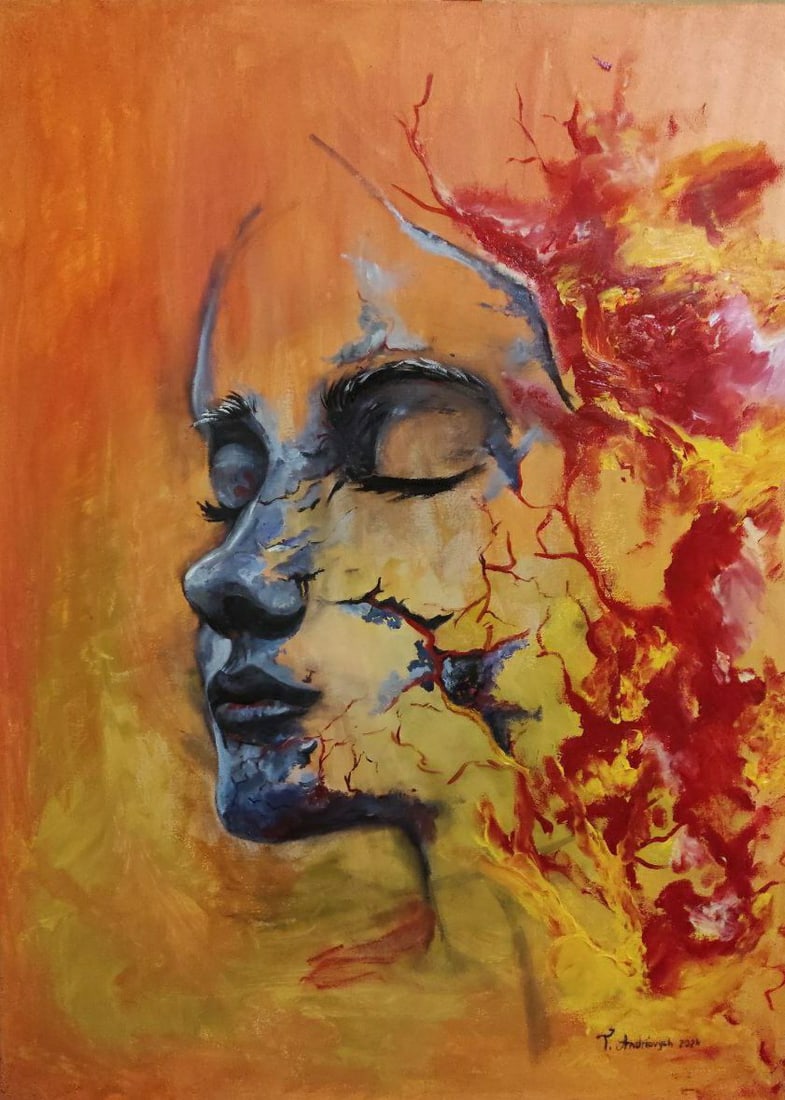 Tetiana Andriiovych: Unbreakable: Aritst: Tetiana Andriiovych Title: Unbreakable Medium: Oil on canvas Dimensions: 80 x 60 cm Reserve: $500.00 Shipping: Domestic: Flat-rate of $70.00 to anywhere within the contiguous U.S. Internationa