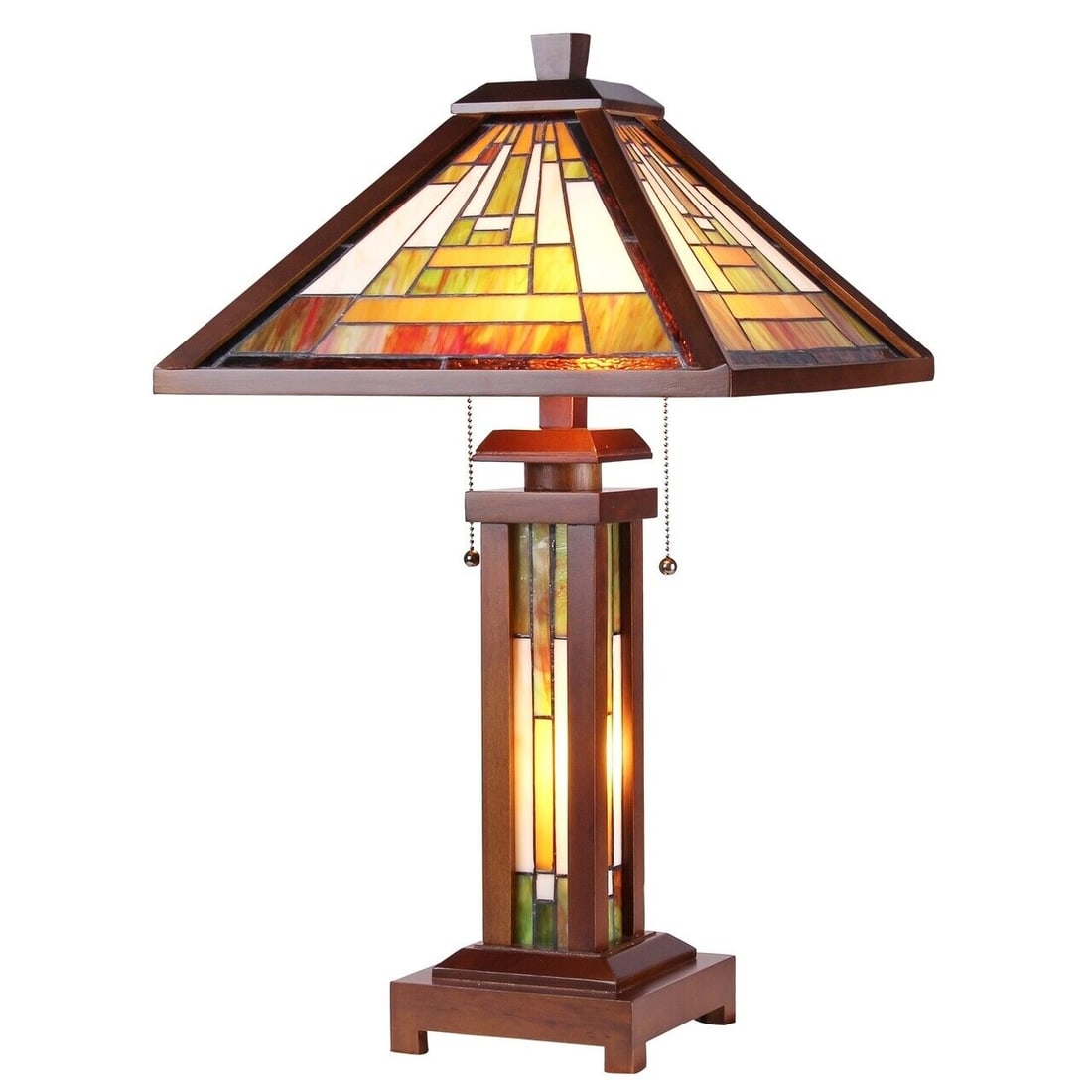 25.6" 3 light Stained Glass Mission Table Lamp (1 of 4)