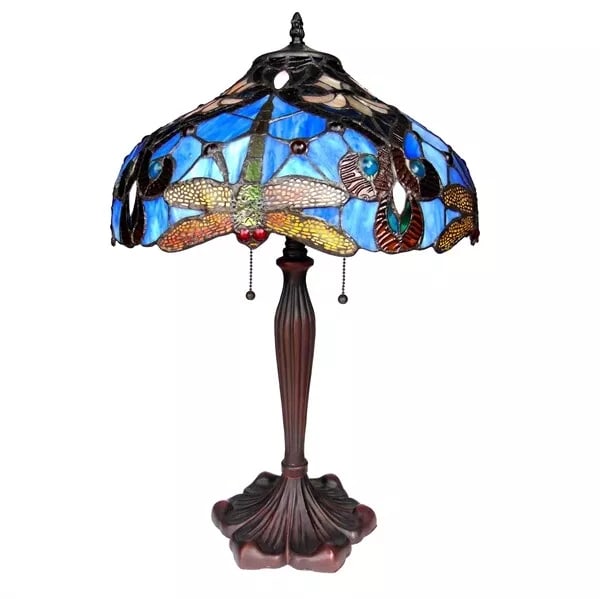 24" Blue Stained Glass Dragonfly Table Lamp (1 of 2)
