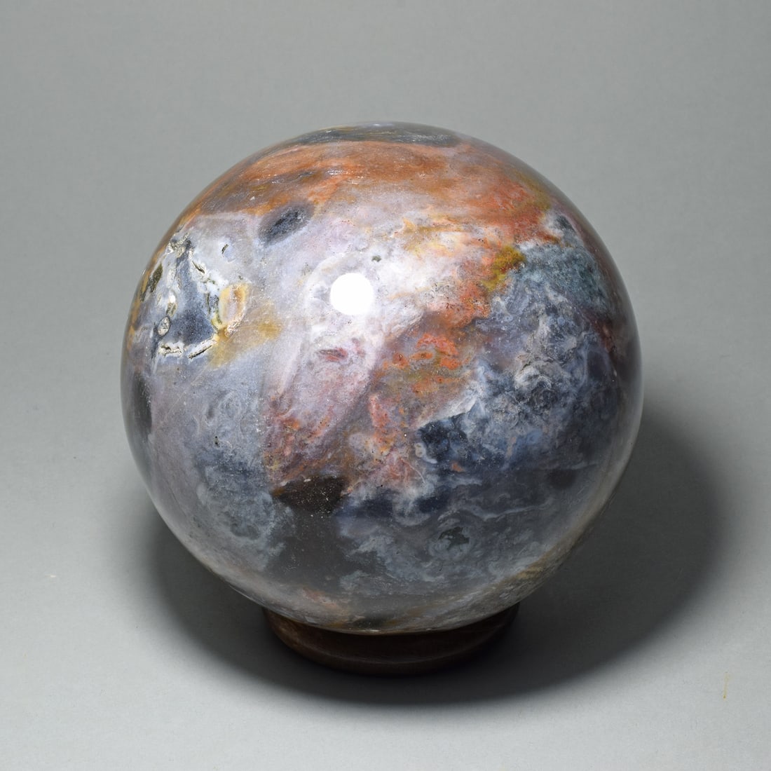 Polished Ocean Jasper sphere with outstanding colors (1 of 8)