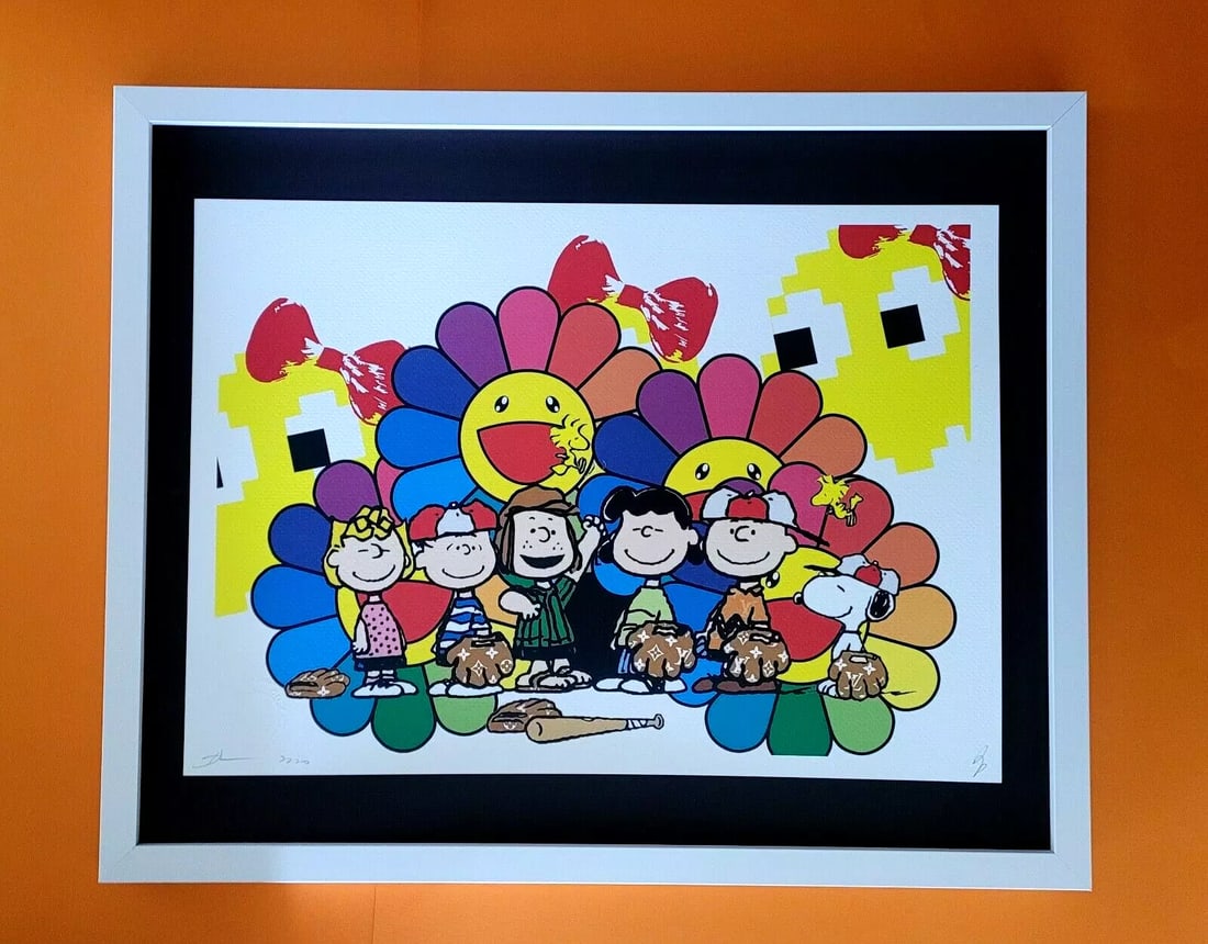 Death NYC LG Framed 16x20in Pop Art Original Certified / The Peanuts A/P %: Up for Sale this Beautiful and Scarce Print by Pop Art Graffiti Master Artist Death NYC Hand Signed in Pencil Numbered X/100 or Artist Proof This piece is mounted on a 20 x 16 in. black acid free blac