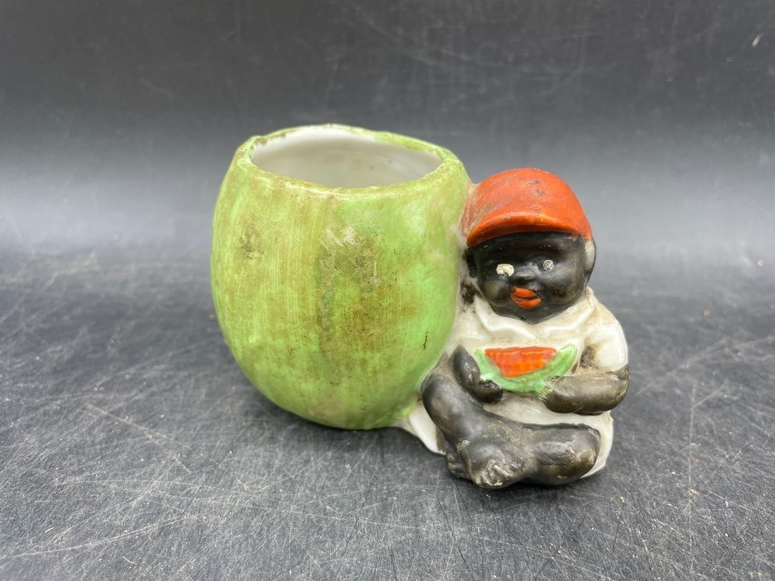 BLACK AMERICANA BOY EATING WATERMELON PLANTER Japan (1 of 1)