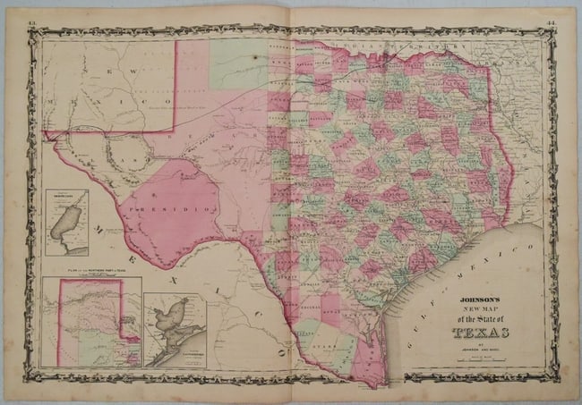 1863 Johnson Map of Texas -- Johnson's New Map of the State of Texas (1 of 1)