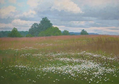 Oil painting Camomile field Kalebets Valery: ** ABOUT THIS PAINTING **** TITLE: "Camomile field"* ARTISTS: Kalebets Valery * SIZE: 50x70 cm/'19.68x27.55 inches' * MEDIUM: oil, dvp* HAND PAINTED: Original painting from our collection* CONDITION: