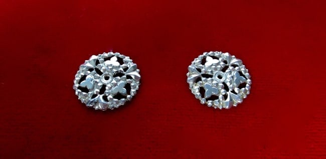Pair of Antique Small 1/2-Inch in Diameter Cut Steel Earring Jackets: DescriptionTitle: Pair of Antique Small 1/2-Inch in Diameter Cut Steel Earring JacketsDescription: Pair of Antique 1/2-Inch In Diameter Cut Steel Earring Jackets Circa. 1880 United KingdomPair of rare