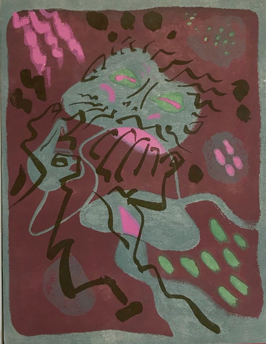 Andre Masson Original Lithograph, Untitled 6: Artist: Andre Masson Country: France Title: Untitled 6 Medium: Original Lithograph Paper Size: 11 x 8.50 inch Printed: 1962 by Mourlot Freres, France Editor: Andre Sauret Condition: Fine <br