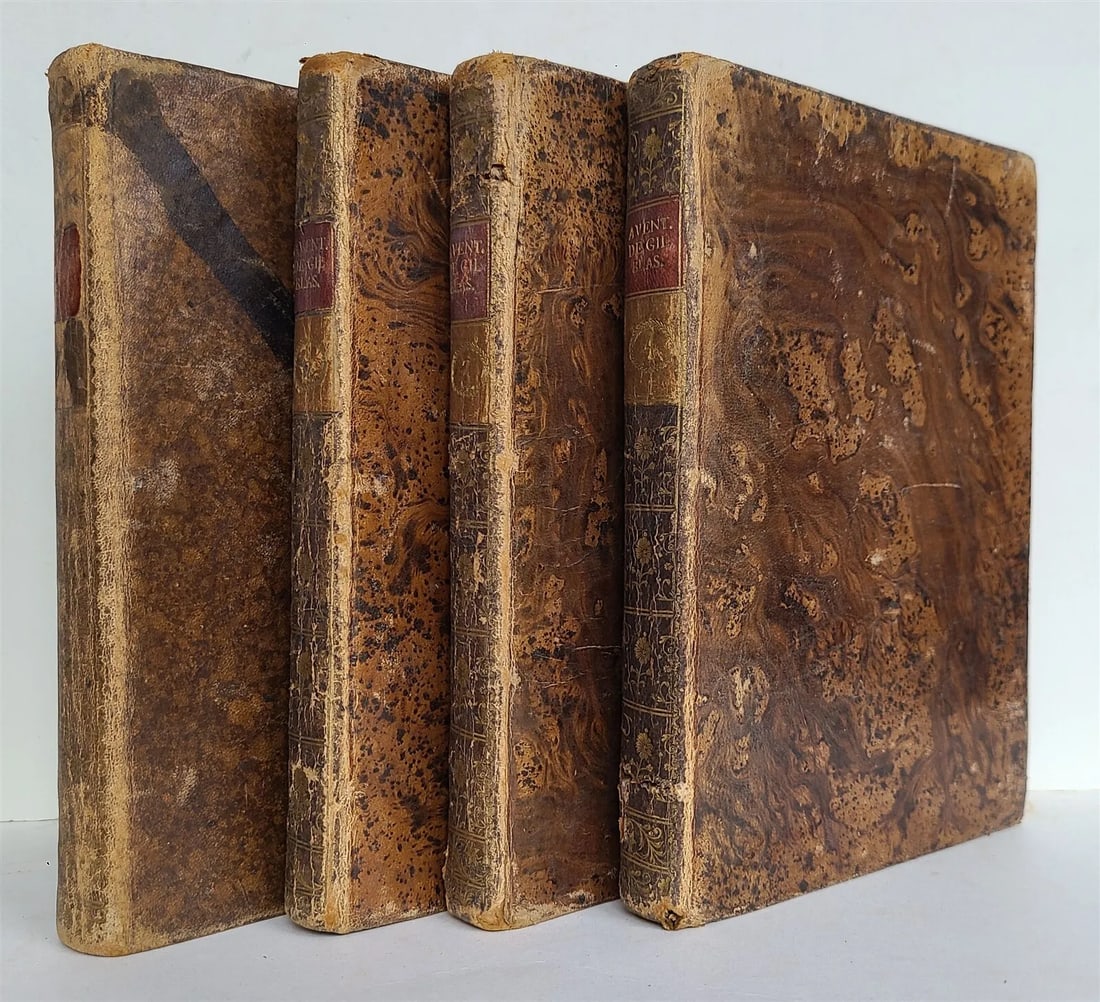 1787-1789 ADVENTURES of GIL BLASS 4 VOLUMES ILLUSTRATED antique in SPANISH: Le Sage (d.i. A. de las Casas). Aventuras de Gil Blas de Santillana, Robadas a Espana, y adoptadas en Francia... restituidas a su patria y a su lengua nativa por un espanol zeloso, que no sufre se bur