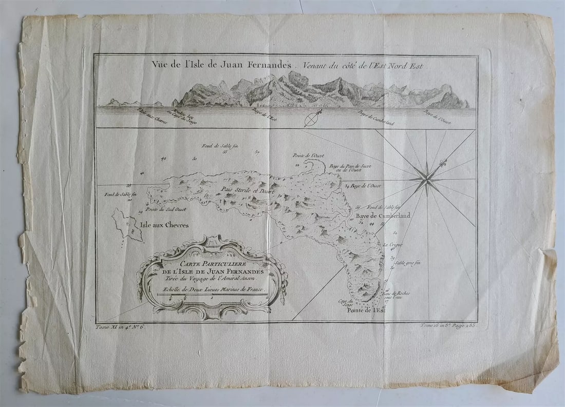 1760 MAP CARTE PARTICULIERE DE L'ISLE DE JUAN FERNANDES antique Robinson Crusoe (1 of 5)