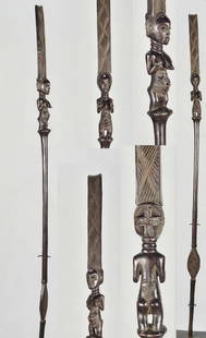 54" LUBA Kibango Chief's Staff Scepter Congo Drc African Tribal Art Regalia 1615: CONGO DRC BEAUTIFUL LUBA CHIEF'S STAFF - SCEPTER - CANE ( KIBANGO ) Chief's staffs, symbols of authority (regalia), were reserved for leaders, village chiefs or important dignitaries. They displayed