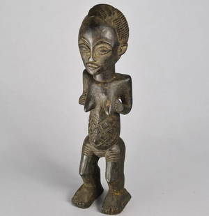 LUBA Beautiful female figure statue sculpture Congo African Tribal 1617: CONGO DRC LUBA female cultual figure The Luba are a great people in eastern DRC. Their caryatid seats, their cup holders, chiefs' sticks, arrow holders, adzes and ancestral statues are very famous