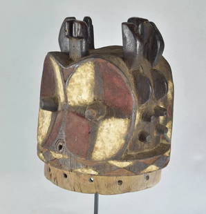 BEMBE Beautiful Alunga Helmet janus Mask Congo Drc African Tribal Art MC 1895: CONGO RDC Bembe Alunga Helmet mask. "Ecwabuka ya alunga" (the head of Alunga) Or Echwaboka (PP Gossiaux) It is clearly old, quite small (12 1/4 inches - 31 cm) for a mask of this type, I have only