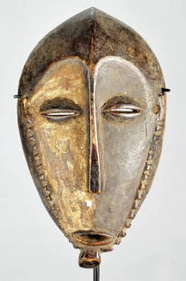 BOYO BUYU Initiation Mask Congo DRC African Tribal Art Pre Bembe 1146: CONGO DRC BUYU - BOYO PRE-BEMBE MASK Beautiful mask, with the typical aesthetic of this area of the country The thin face is surrounded by a stylized beard, the large half-closed eyes emit a