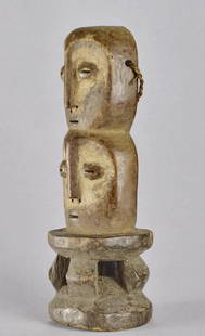 LEGA wood double head Figure statue Bwami Congo African Tribal Art 1608: CONGO DRC LEGA Sakimatwematwe figure Sakimatwematwe figurines are multi-headed sculptures (number may vary) They represent the initiate who observes what others do not even see. (read on this subject
