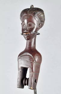 West Africa Beautiful Heddle Pulley Probably Baule African Tribal Art MC 2031: IVORY COAST Beautiful Heddle Pulley Probably Baule Provenance: Mr Bob B collection (détails on demand) Characteristics: TYPE OF OBJECT: Heddle Pulley ETHNICAL GROUP : Baule ? ORIGINE : Ivory