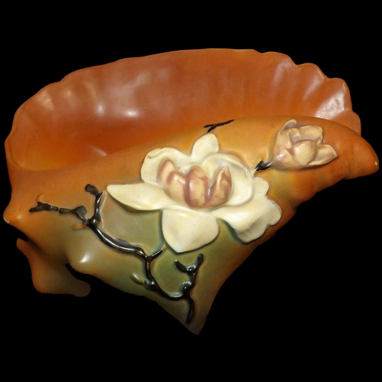 Vintage Roseville Pottery Magnolia Conch Seashell 454-8” Planter (1 of 9)