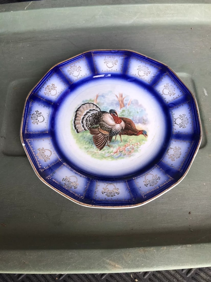 Flow Blue Turkey Plate (1 of 3)