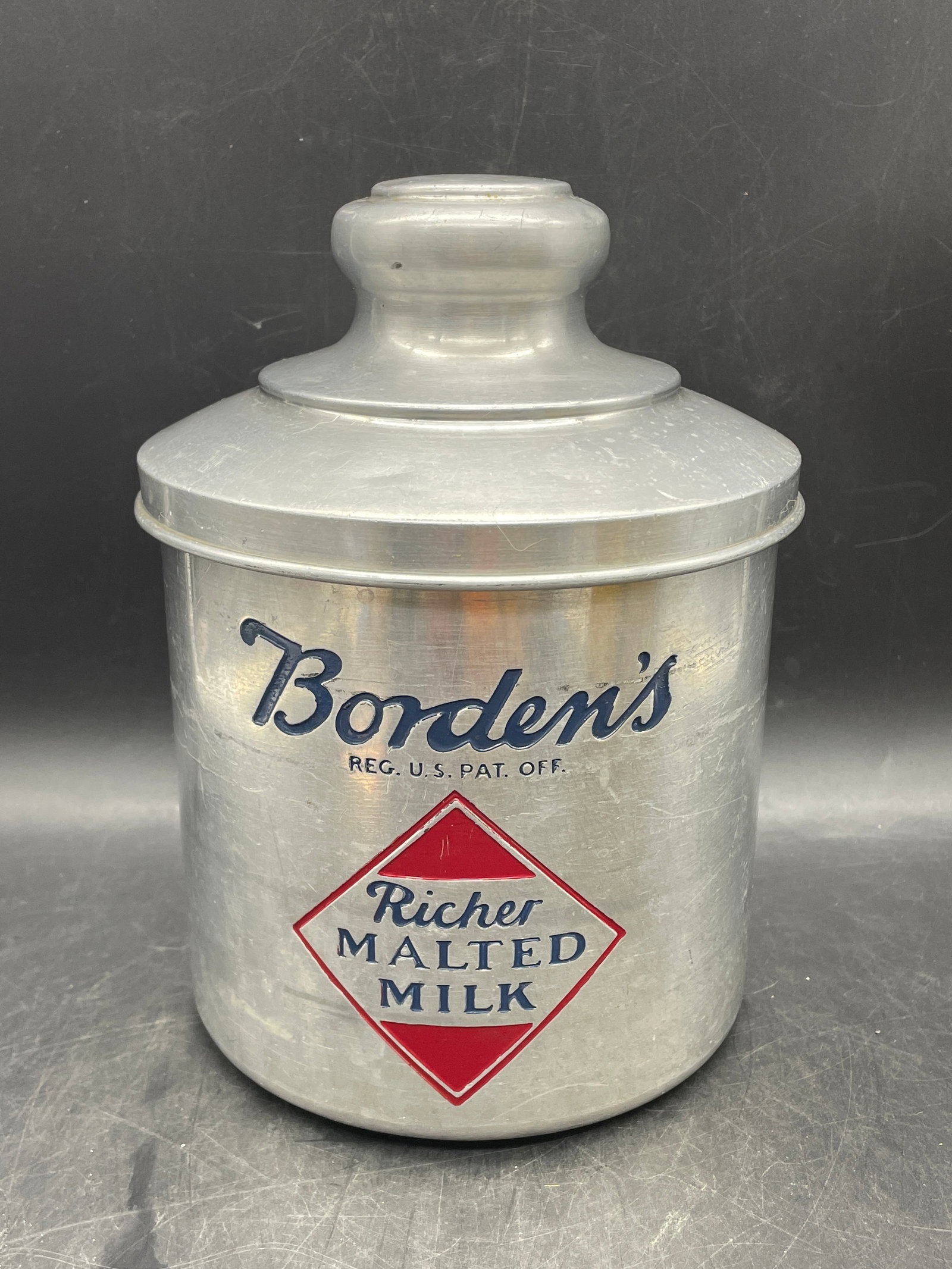 VINTAGE BORDEN'S MALTED MILK FOUNTAIN CONTAINER CANISTER (1 of 8)