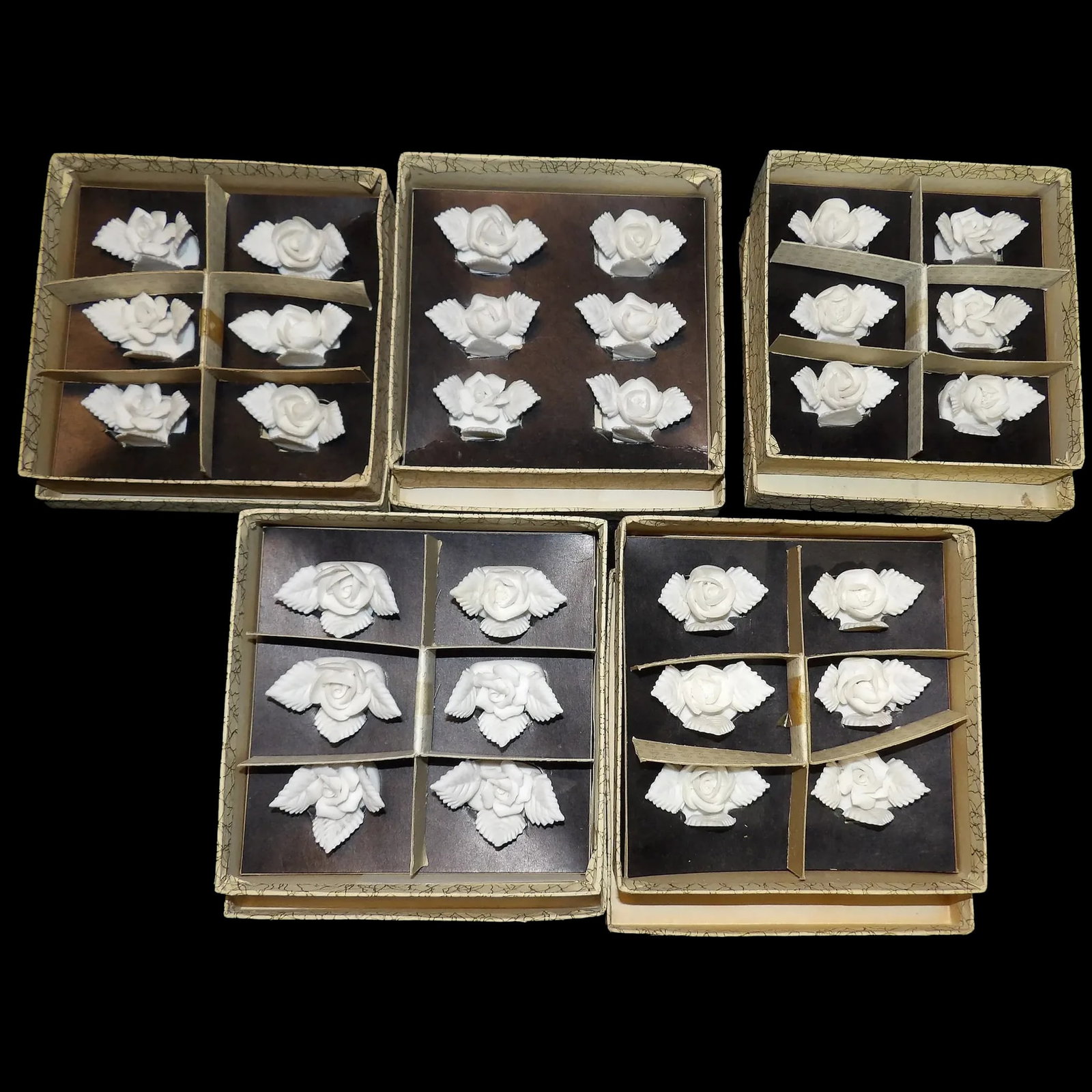 Vintage Verithin Lenwile China Porcelain Rose Place Card Holders #7423 (1 of 12)