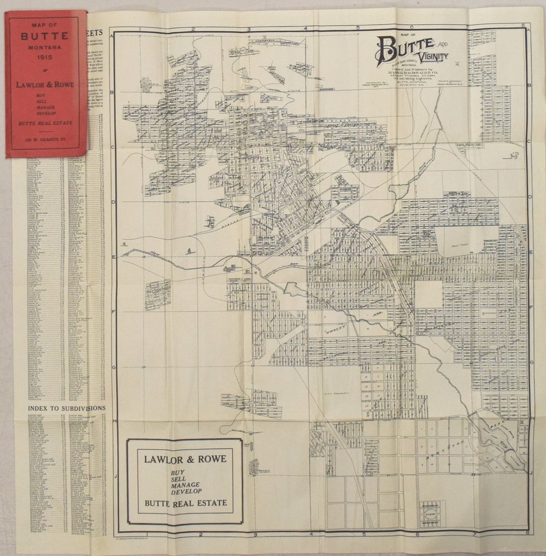 1915 Harper and MacDonald Map of Butte, Montana -- Map of Butte and Vicinity. Silver Bow County, (1 of 1)