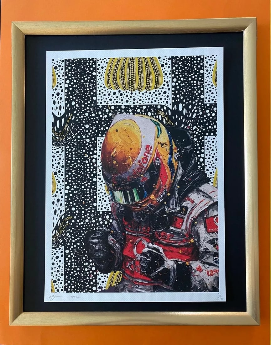 DEATH NYC Hand Signed LARGE Print Framed 16x20in COA POP ART LEWIS HAMILTON F1: This is a Stunning and Scarce 100% Authentic New Print by Death NYC " LEWIS " Hand Signed and Numbered in Pencil by the Artist Limited Edition of 100 Large Size: 45cm x 32cm About 18x13in Fine Art 300