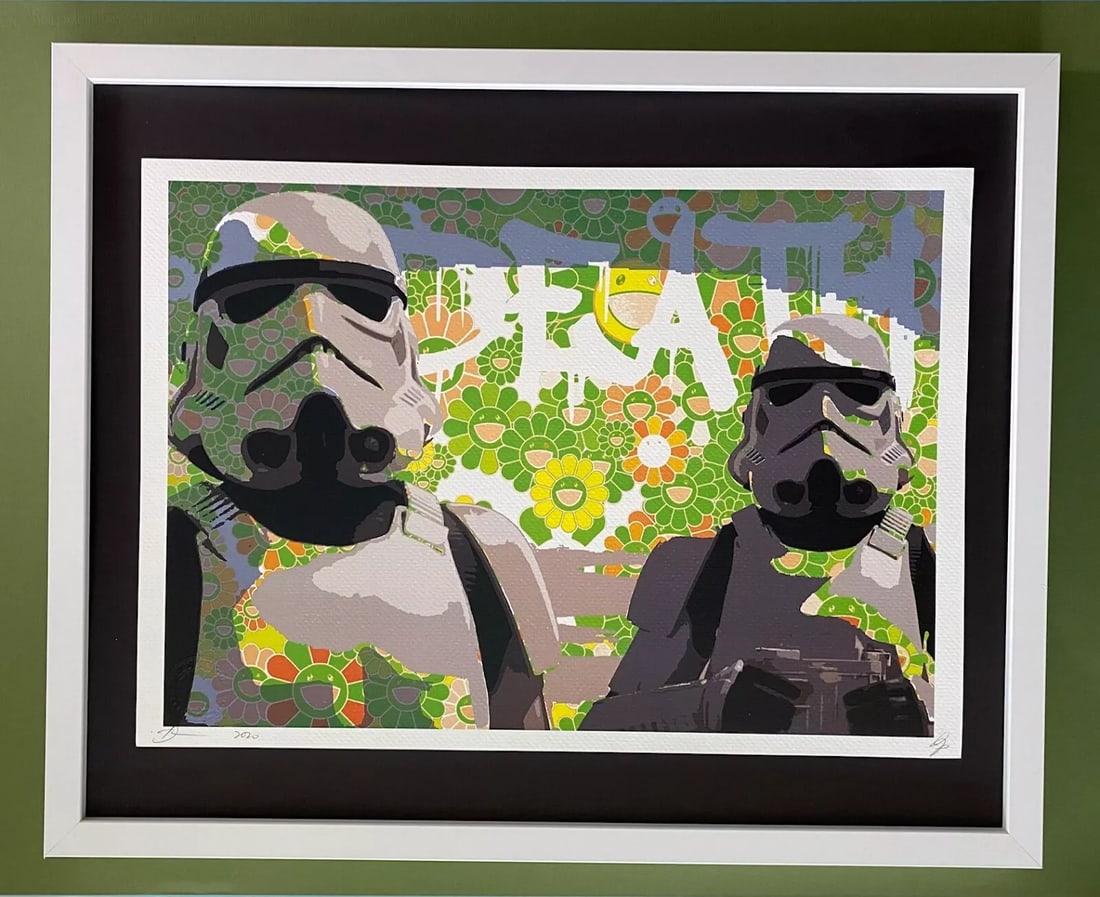Death NYC Large Framed 16x20in Scarce Pop Art Hand Signed COA Troopers Murakami (1 of 4)