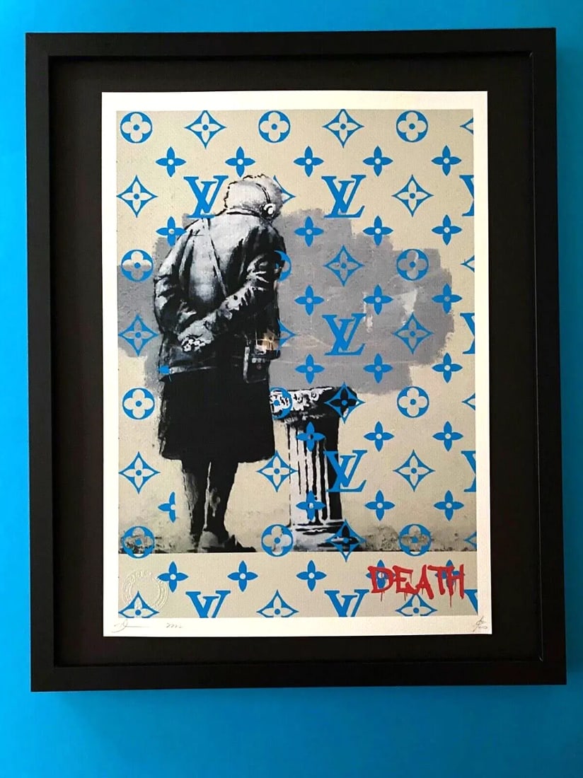DEATH NYC Hand Signed LARGE Print Framed 16x20in COA BANKSY GRAFFITI VUITTON B: This is a Stunning and Scarce 100% Authentic New Print by Death NYC Hand Signed and Numbered in Pencil by the Artist Limited Edition of 100 Large Size: 45cm x 32cm About 18x13in Fine Art 300 gsm Paper