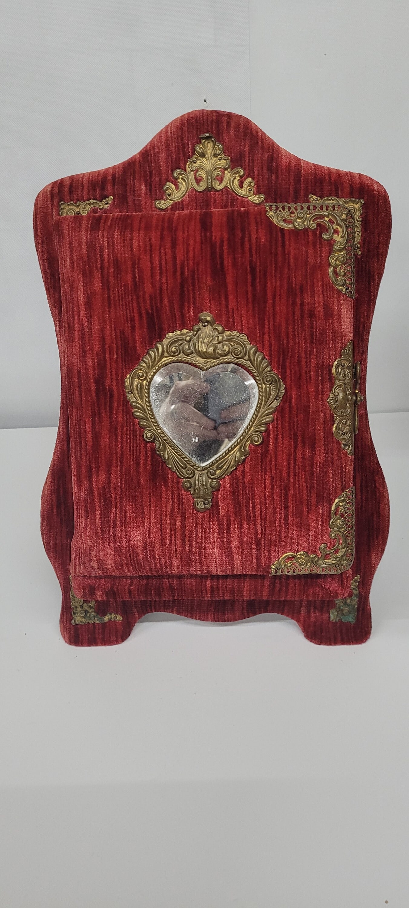 Vintage Red Velvet Mirror Victorian Photo Album Hidden Compartment (1 of 9)
